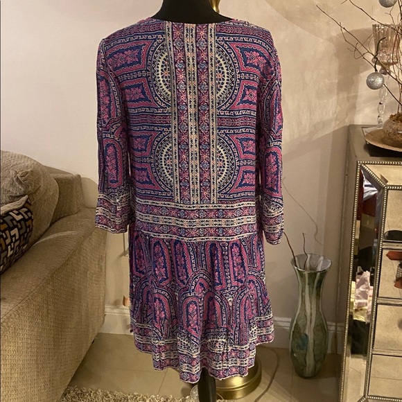 BCBGMaxAzria Pink and Blue Paisley Dress - Picture 4 of 5